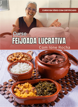 mulher apresentando o curso Feijoada Lucrativa para quem quer empreender em casa.